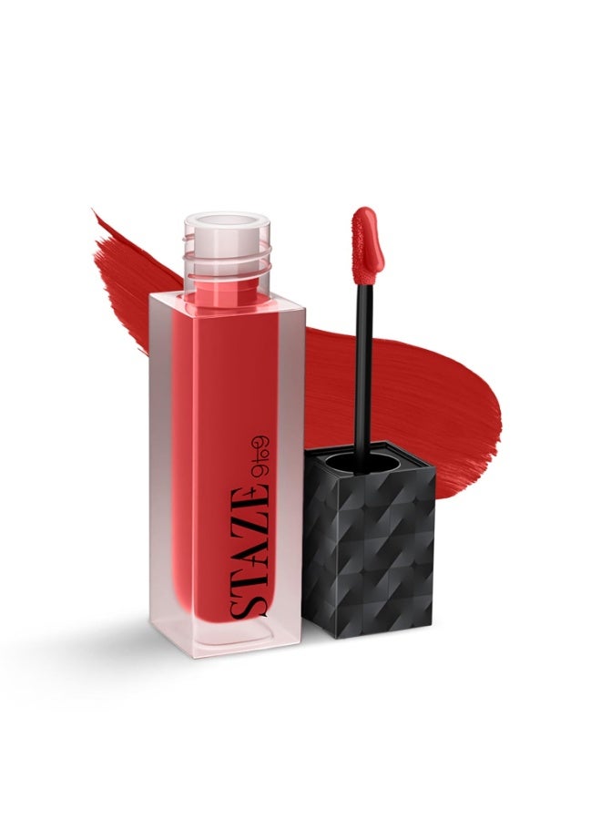 Staze 9to9 Lips Don't Lie Liquid Lipstick | Matte + Transfer-proof | 12hrs long stay with Intense Color Payoff | Lightweight & Comfortable | 10 Cherry on top | 4 ml - Image 1